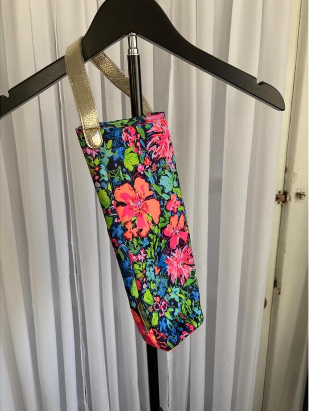 Lilly Pulitzer Vibrant Floral Bottle Tote with Gold Handle